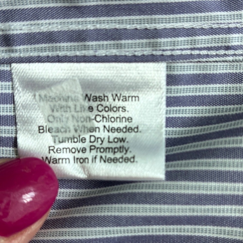 Awearness Kenneth Cole Mens Blue Striped Slim Fit Non-Iron Shirt 14.5 32/33 - Picture 7 of 8